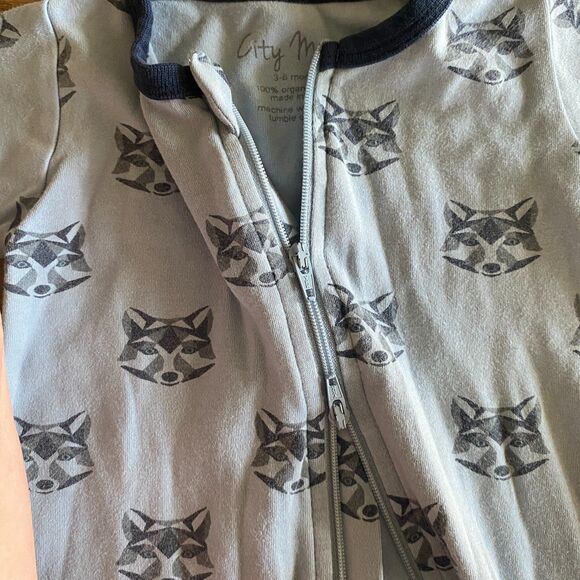 City Mouse Blue Wolf Adjustable Zip Romper 3-6 Months - Picture 5 of 9